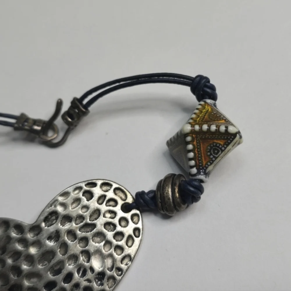 Handmade‎ Silver Heart Bracelet with Beaded Accents